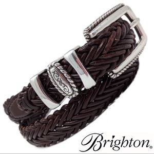 Brighton Brown Braided Leather Belt W M